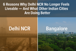 Delhi NCR air pollution and traffic compared to Bengaluru clean cityscape